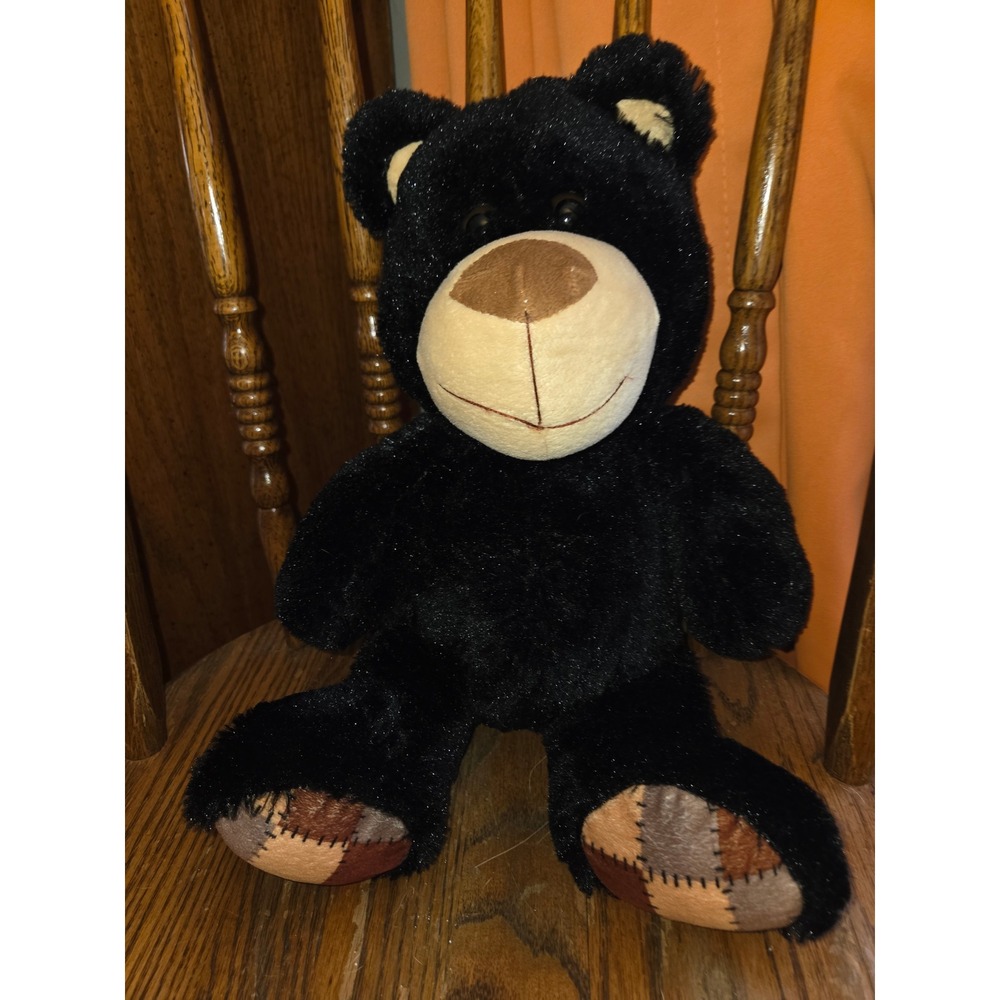 Calplush Black Bear Stuffed Animal Patchwork Feet 2015 Plush Teddy Bear